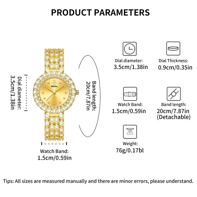 YaLaLuSi Brand Classic Hot Selling Women's Watches Gold Crystal Diamonds Luxury Box Watch Remover Ladies Gift Ion Gold Plating