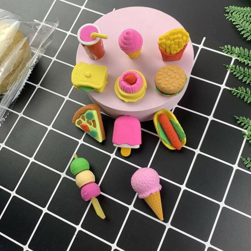 Cartoon Food Burger Eraser Funny Erasers 3D Kids Rubber Korean Stationery Kawaii School Supplies Student Accessories