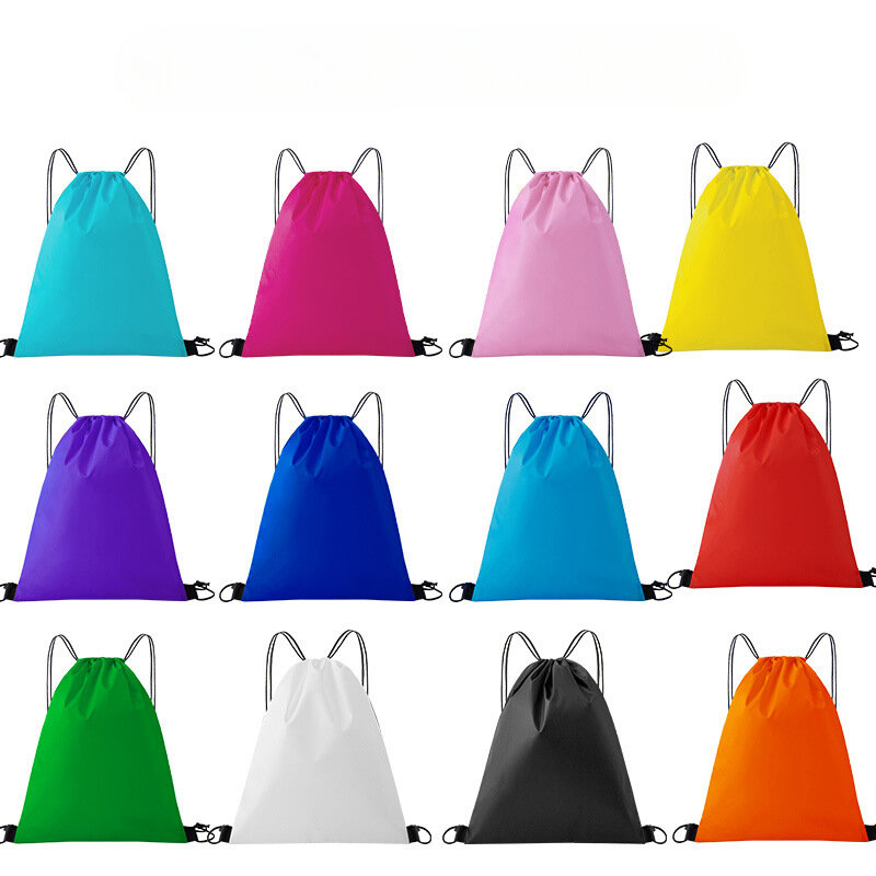 Waterproof Drawstring Storage Bags Polyester Portable Foldable Reusable Backpack Travel Sundries Organizer Pocket Wholesale