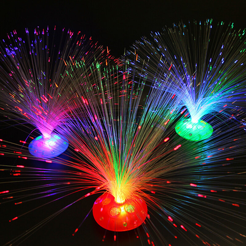 Colorido led de fibra óptica luz da noite lâmpada do feriado natal decoração casamento estrelas brilho no escuro crianças brinquedos lâmpadas nighting