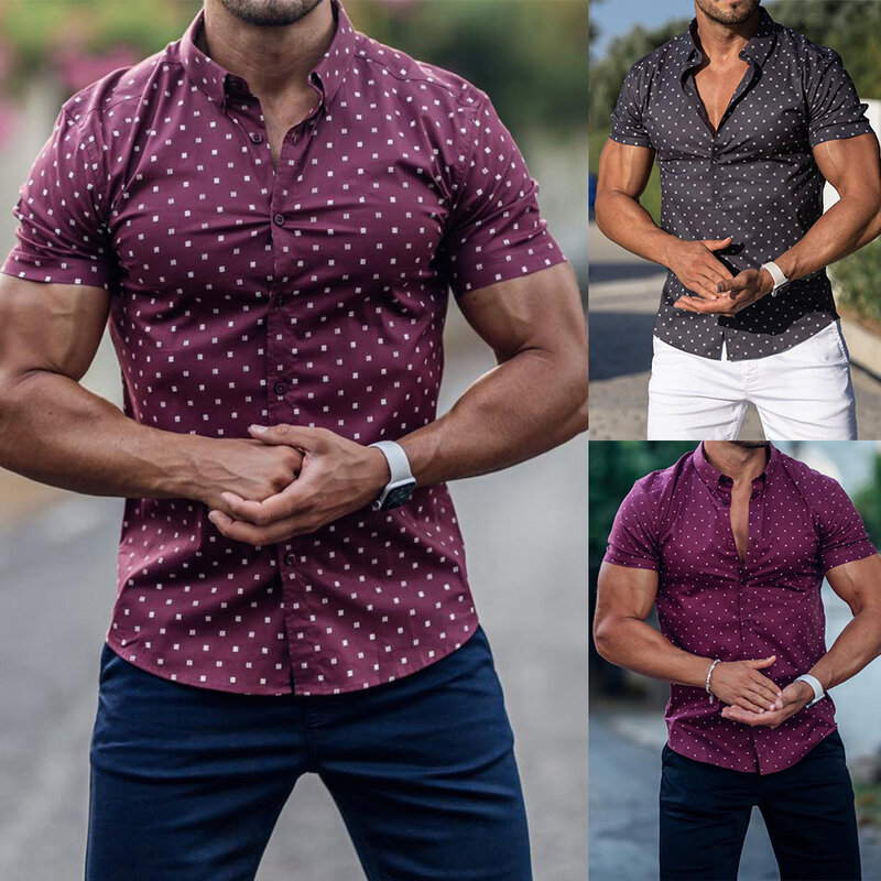T-Shirt Mens Tops Daily Indoor Lapel Neck M~3XL Office Outdoor Polyester Printing Shirts Short Sleeve Fashionable