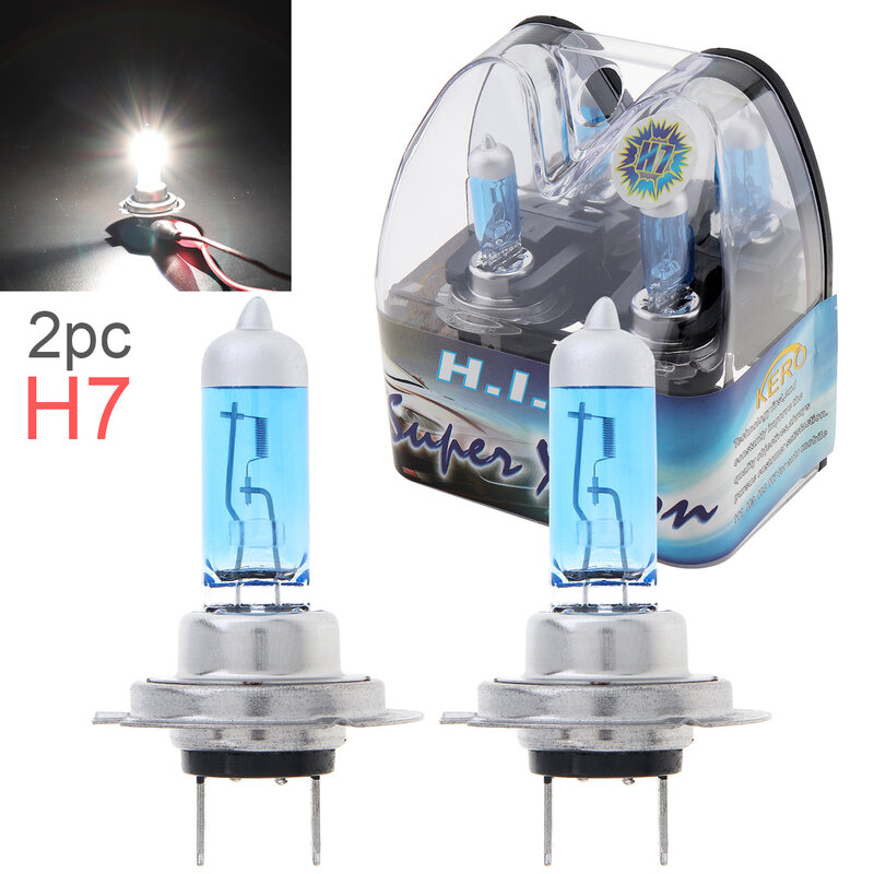 ハロゲン電球,自動車用ヘッドライト電球,高輝度,55W,6000K,12V,H7,2個