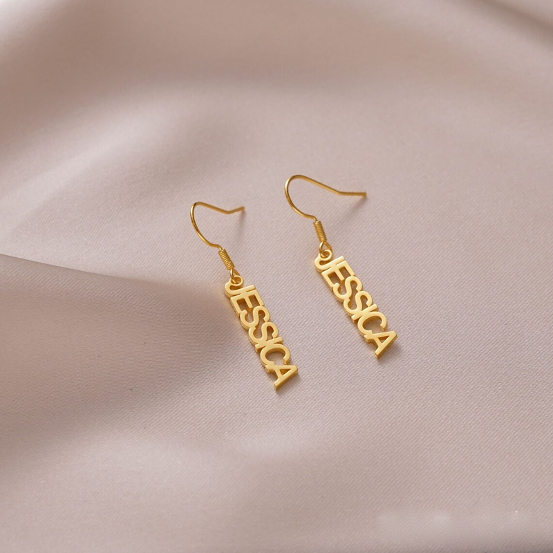 Stainless Steel Personalized Customize Name Dangle Earrings Jewelry For Women Girls Custom Drop Earring Fashion