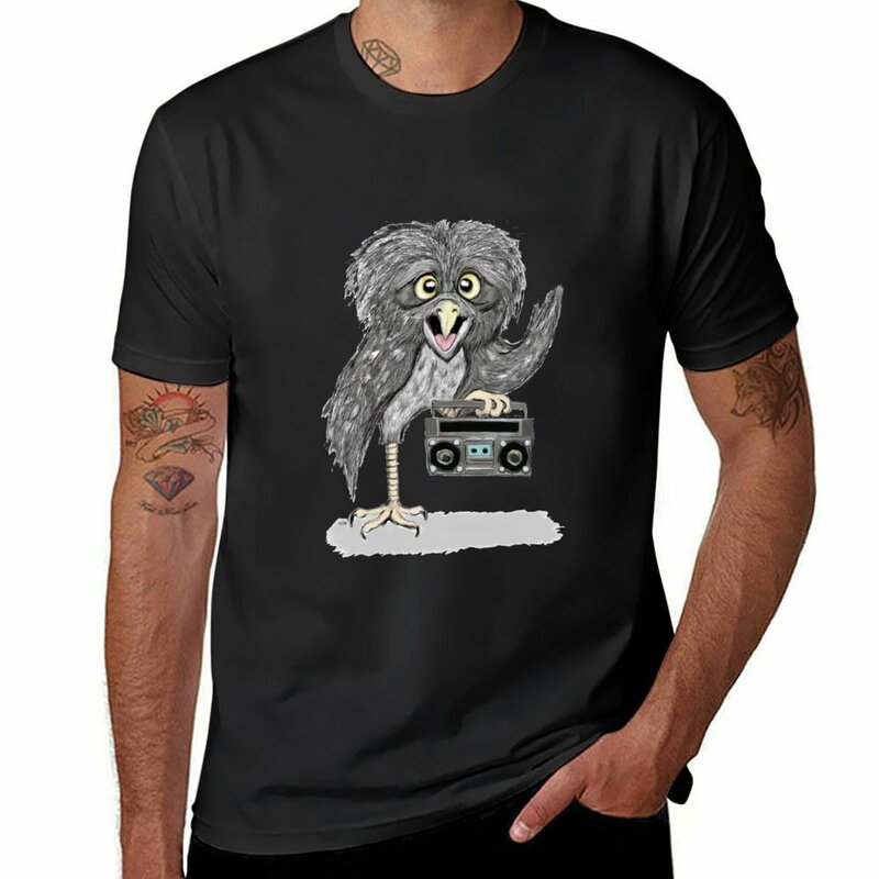 T-shirt coruja masculina com gráficos musicais, campeão t-shirts