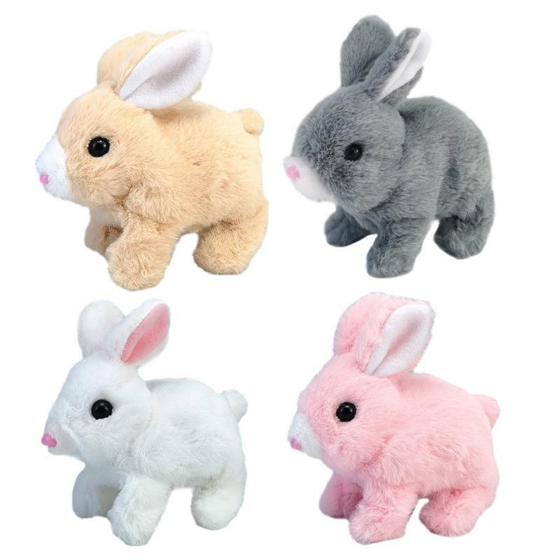 Coniglio elettrico giocattolo interattivo elettronico Pet peluche coniglietto peluche coniglietto con corteccia a piedi Move bocca regalo di compleanno per i bambini