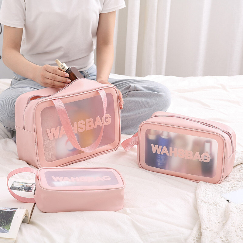 Portable Travel Wash Bag Female Transparent Waterproof Makeup Storage Pouch Large Capacity Cosmetic Organizer Beauty Women Case