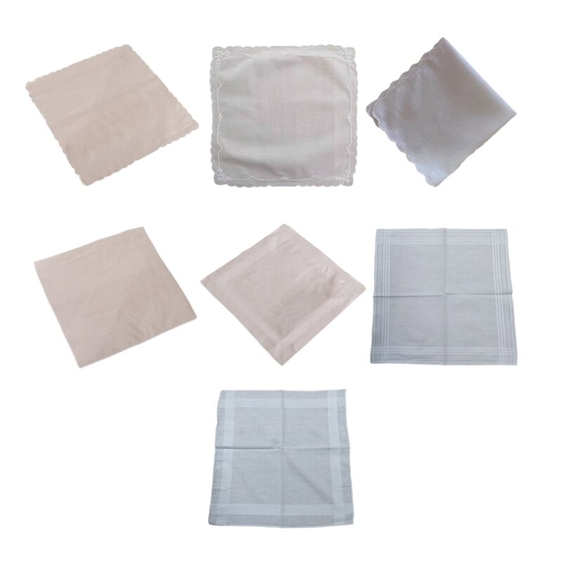652F Weiche und elegante Damen-Baumwoll-Taschentücher, Spitze, weiße Taschentücher für DIY-Stickerei, Geschirr, Baumwolle, Party