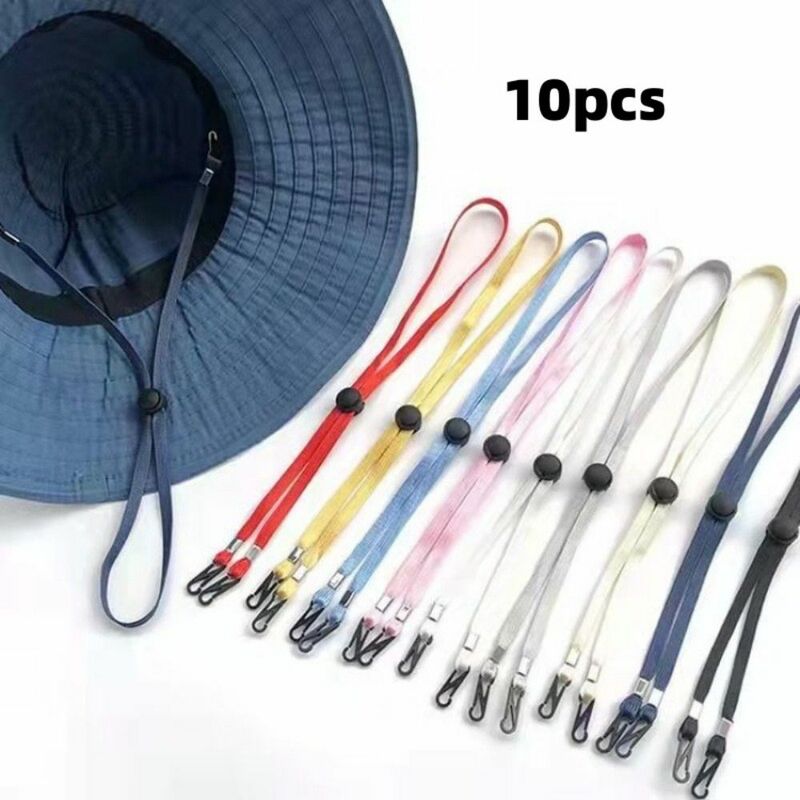 10 pezzi cappello Anti-perso cordino per il mento qualità multifunzione 70cm cinturino per cappello antivento cappello in Nylon rimovibile cappello da sole con corda a vento