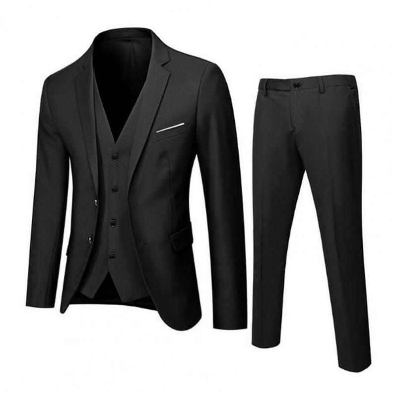 Blazer de lujo para hombre, de Color sólido traje de boda, traje de oficina de negocios, Blazer + Pantalones + chaleco, traje de novio, traje de negocios, 3 piezas