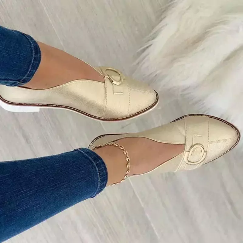 Pointed Toe Shallow Flats Plus Size 43 Spring New Fashion Designer Shoes for Women Soft Breathable Loafers Female Mujer Zapatos