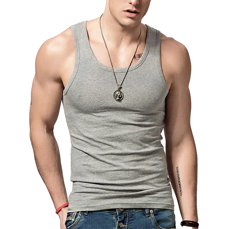 Camisa sem mangas do músculo dos homens, Gym Regata, Musculação Esporte, Fitness Workout Vest, Cor sólida