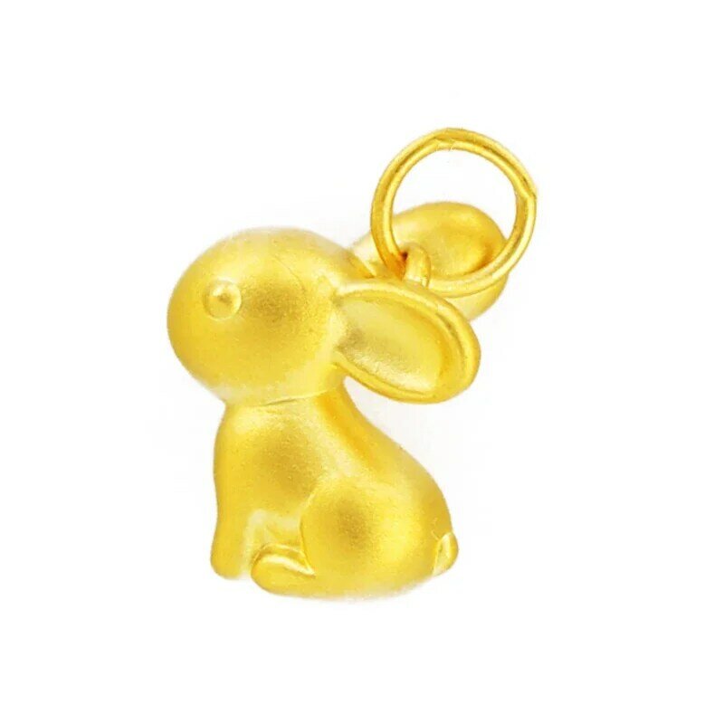 Prawdziwy 999 24k żółty złoty wisiorek 3D kobiety piękny królik wisiorek tylko 10,5x12mm