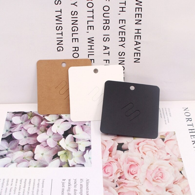 100Pcs/Lot 7X7cm Brooches Display Card Blank Kraft Paper Tag Jewelry Packaging Card Small Business Sale Hang Price Tag Card
