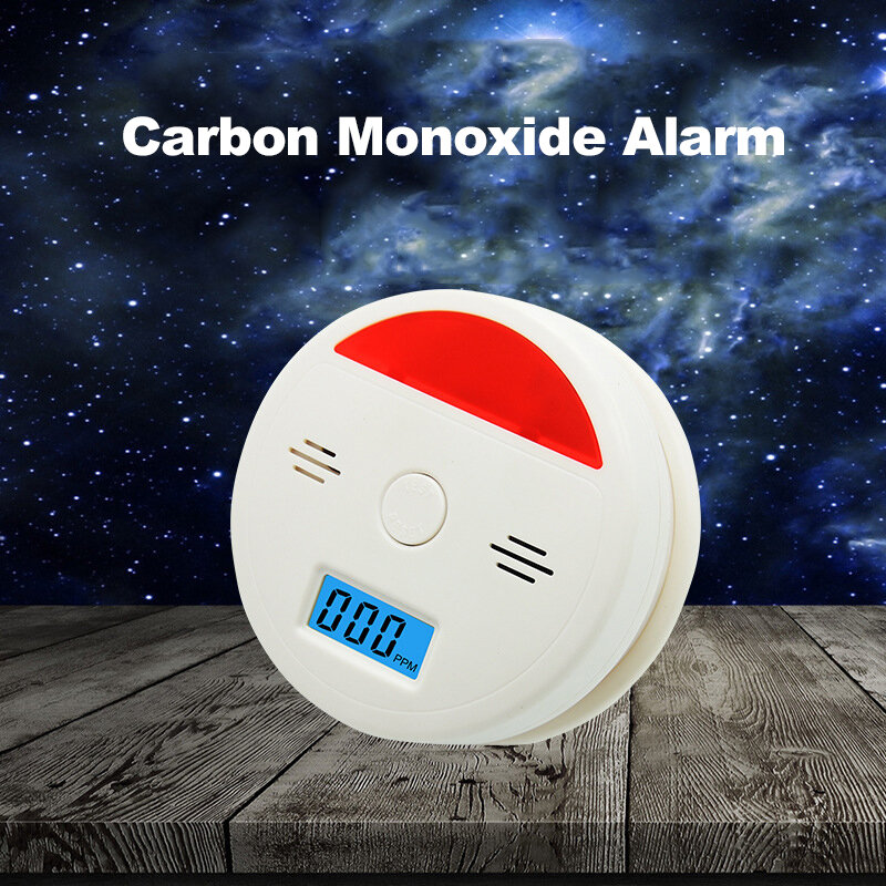 ACJ LCD Digital Screen Stand Alone Carbon Monoxide Detector Warning Test CO Fire Smoke Leak Sensor for Home Hotel Office