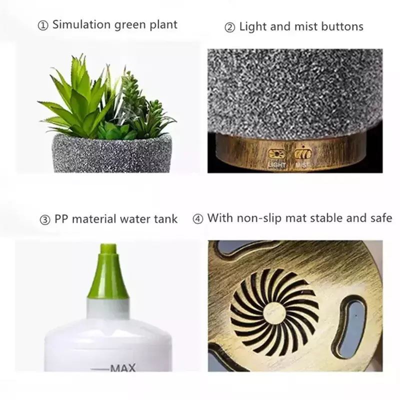 Groene Plant Luchtbevochtiger Diffuser 200Ml Simulatie Stille Ultrasone Aroma Lucht Verstuiver Getimede Mist Maker Voor Home Office Slaapkamer