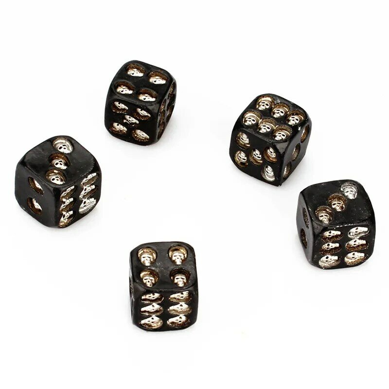 Dice Set 18mm Gold and Silver Skull Dice Set Nightclub Bar Chess Game Ghost Head Dice Resin Crafts