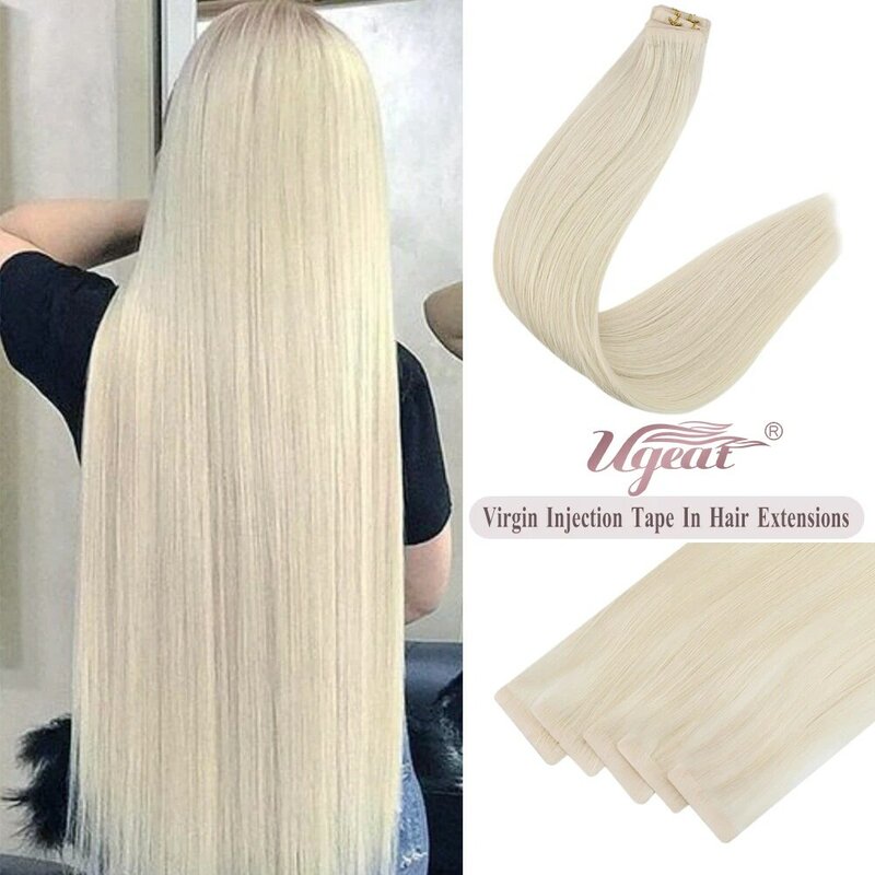 [12 Months] Ugeat Invisible Tape in Human Hair Extensions 10A Grade Seamless Skin Weft Injection Virgin Tape in Hair 2.5G/Pieces