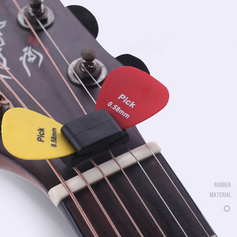 Gumowy uchwyt na gitarę Plectrum futerał do szybkiego przechowywania gitara klipsy Box na Bass Ukulele Plectrum akcesoria