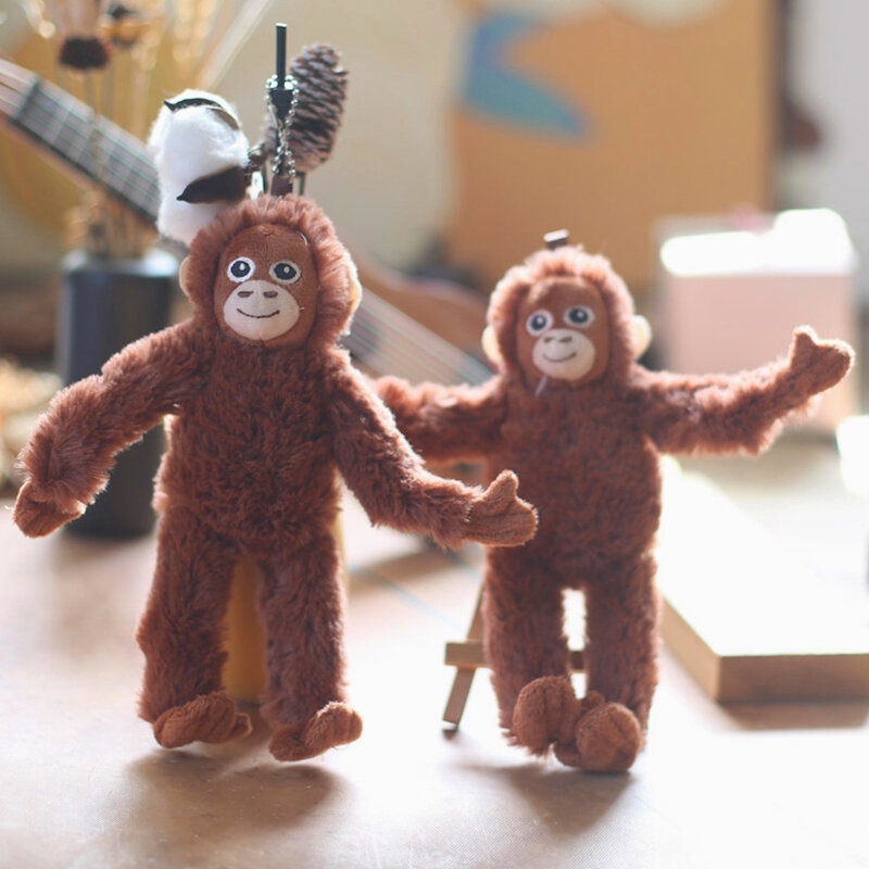 Cartoon Gorilla Plush Toy Chimpanzees Monkey Pendant Soft Stuffed Doll Keychain Backpack Car Bag Key Ring Decor Kid Gift