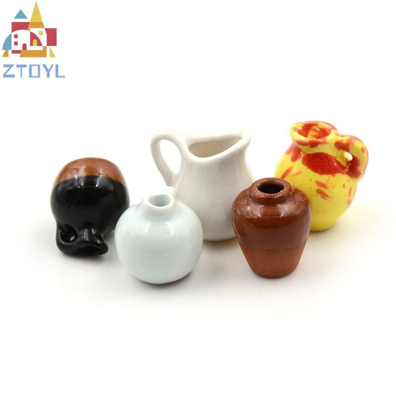 Vendita calda fai da te casa delle bambole fatta a mano cucina ornamento in ceramica Decora vaso casa delle bambole miniature 1:12 Mini vaso in ceramica