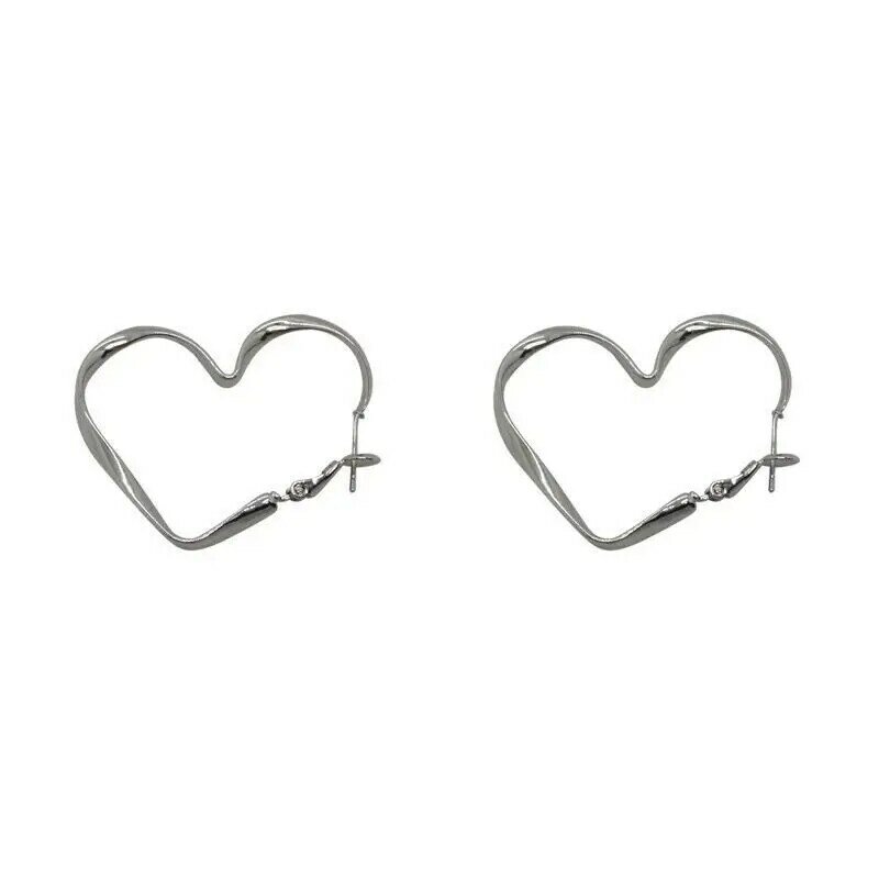 Hollow Big Heart Hoop Earrings Women Korean Ins Style Small Design Brand Fashion Simple Piercing Jewelry Wholesale Nice Gifts