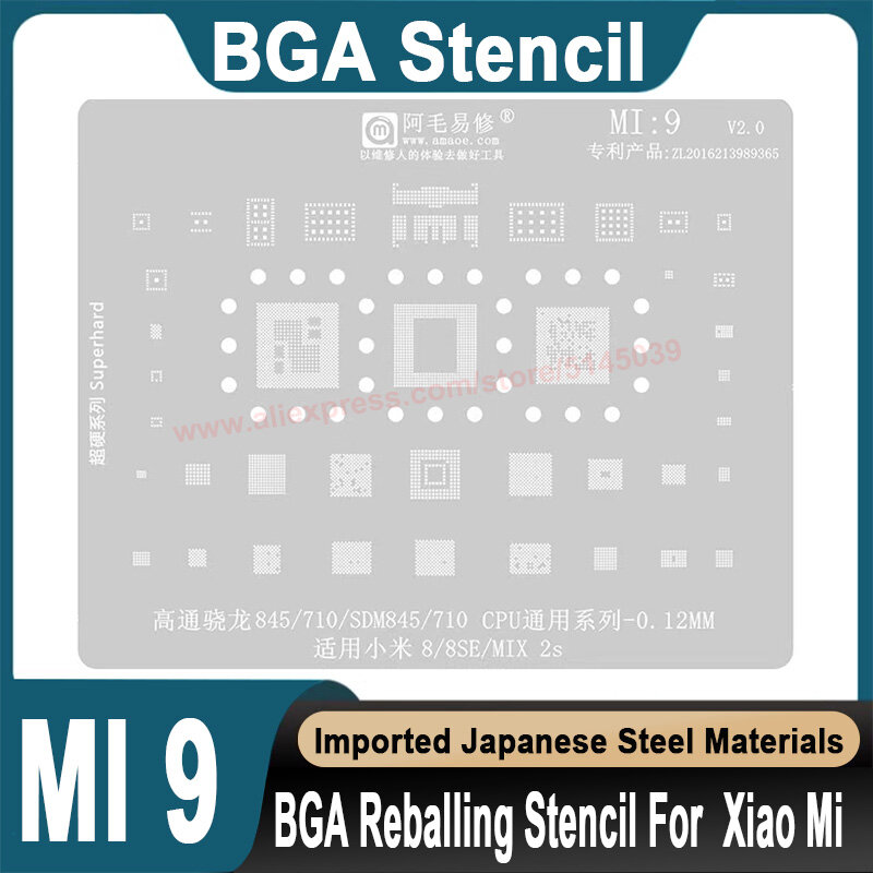 BGA Stencil per Xiaomi Mi 8 SE MIX 2S SDM845 SDM710 Series CPU Stencil Replanting tin seed beads BGA Stencil