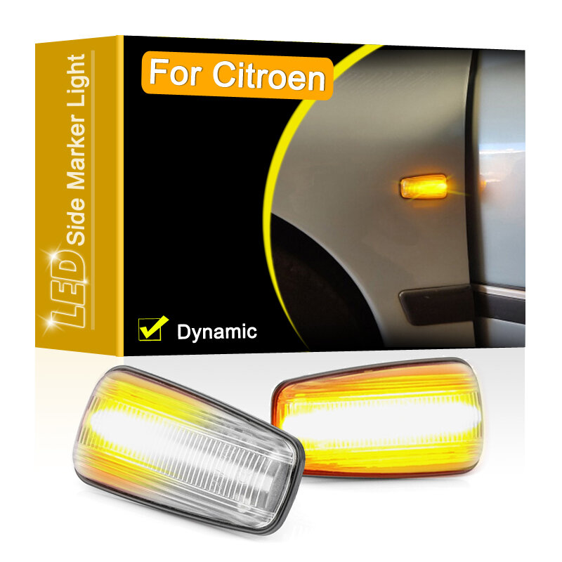 Luz LED de señalización lateral para coche, marcador de giro dinámico de lente transparente de 12V para Citroen Jumpy Berlingo Saxo Xantia Xm Xsara ZX