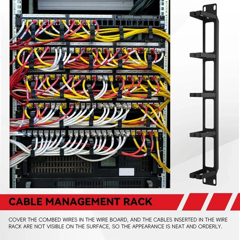 19 Inch 1U Rack Cabinets Cable Management Network Organizer Hollow Metal Base Five Ring Detachable Wire Manager Frame