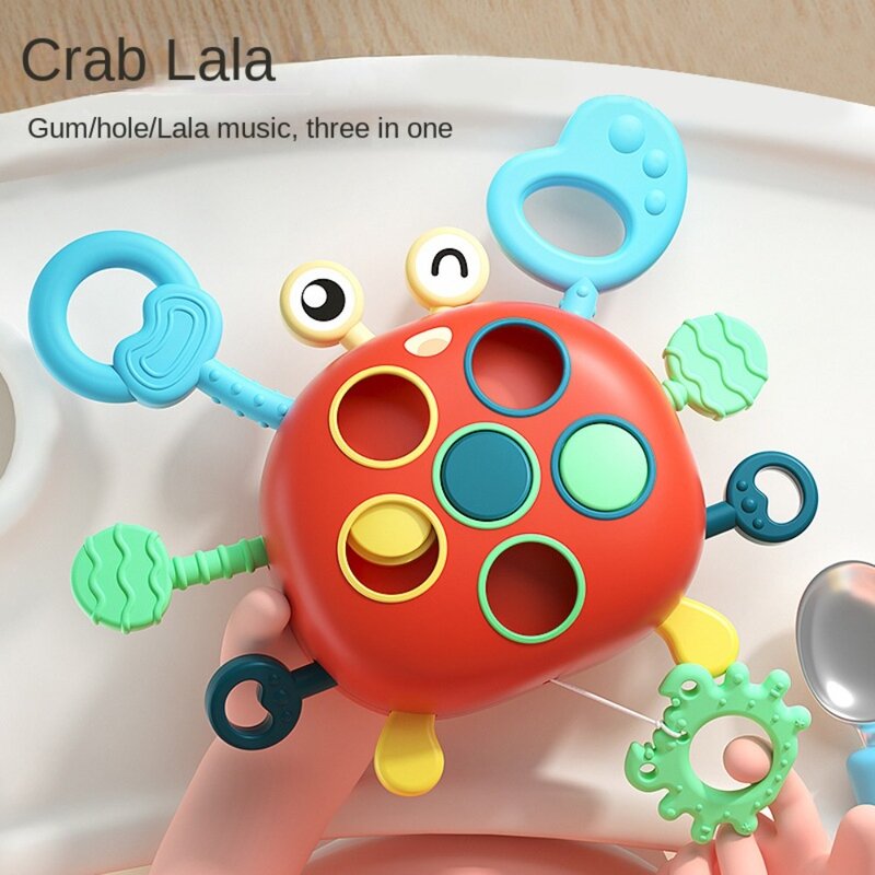 Mainan sensor dorong jari bayi silikon mainan tarik Montessori mainan tumbuh gigi pegangan jari mainan belajar tali mainan sensorik