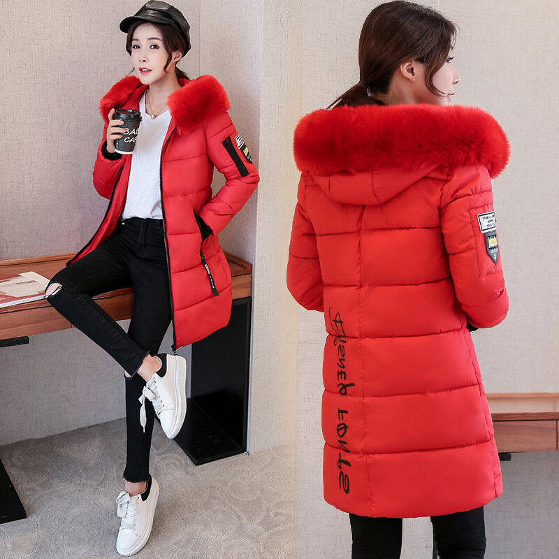 Parka Women Winter Coats Long Cotton Casual Fur Hooded Jackets Women Thick Warm Winter Parkas Female Overcoat Coat 2022