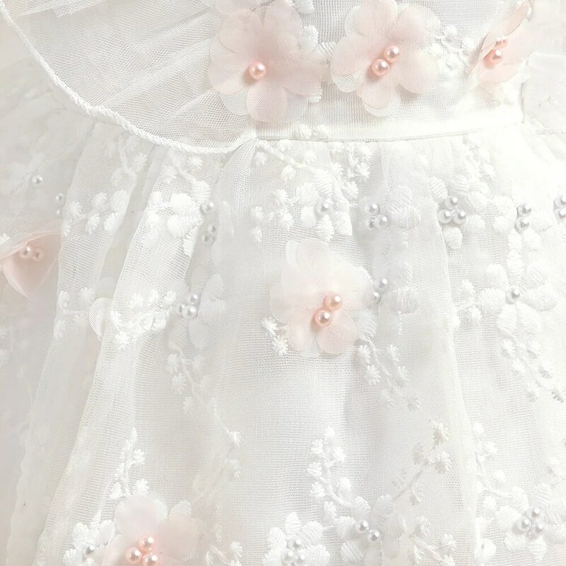 Elegant Girls White Formal Party Dress 1st Birthday Tulle Ball Gown For Baby Kids Toddler Fashion Clothes Daily Holiday Costumes