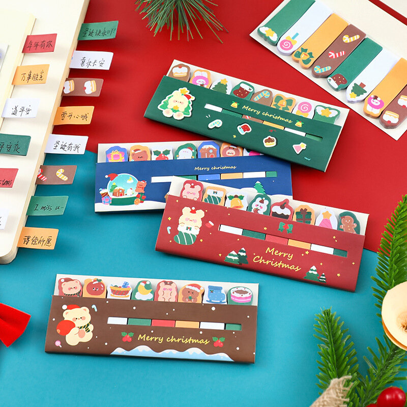 Natal auto-adesivo Sticky Notes, Book Tabs, Cartoon Material Escolar, acessórios de escritório bonito, Kawaii estacionária, 120 folhas