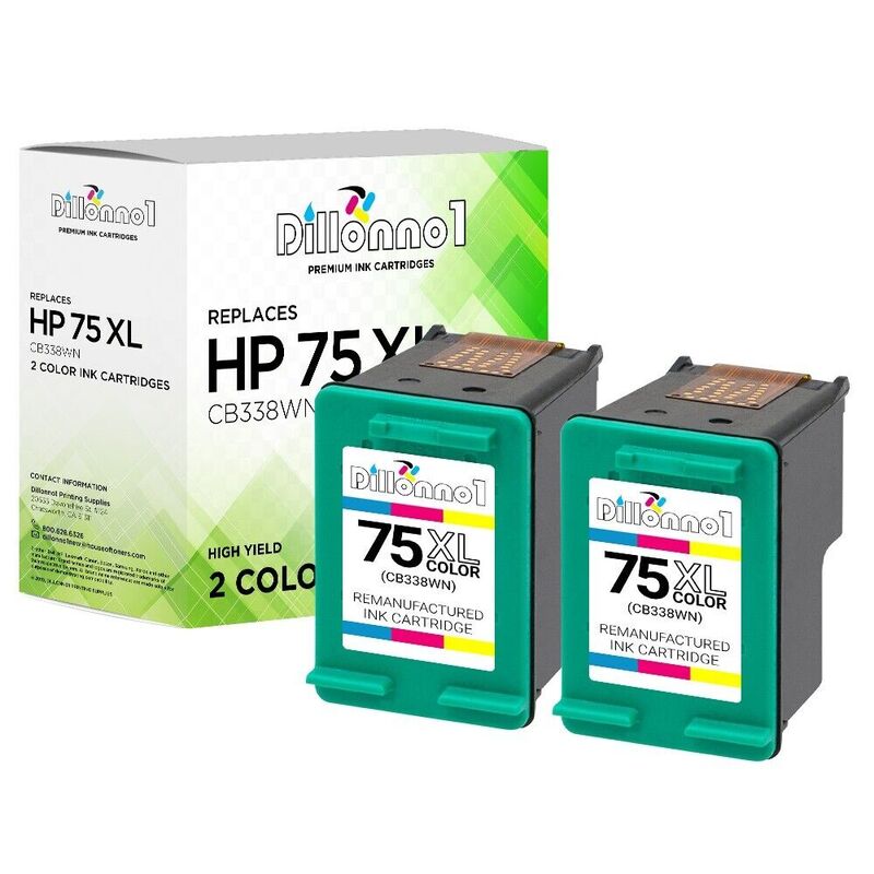2 Color #75XL Ink for HP Photosmart C5225 C5240 C5250 C5280 C5290 C5500 C5540