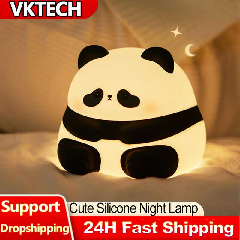 Smile Pear Shape Light Warm Light Bedroom Atmosphere Lamp 1200mAh Cute Panda LED Night Light for Children Birthday Holiday Gift