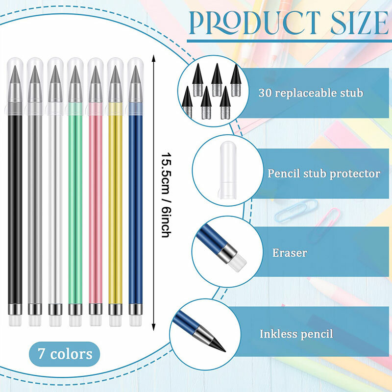56 buah pensil abadi tanpa tinta tidak terbatas pena HB alat lukisan sketsa perlengkapan kantor sekolah alat tulis Kawaii baru