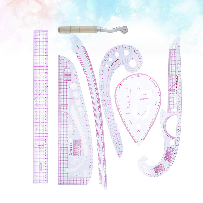 7Pcs Sewing Ruler Set Fashion Ruler French Curve Metric Shaped Grading Rulers DIY Tailors Draw Tools for Dressmaking Rules and