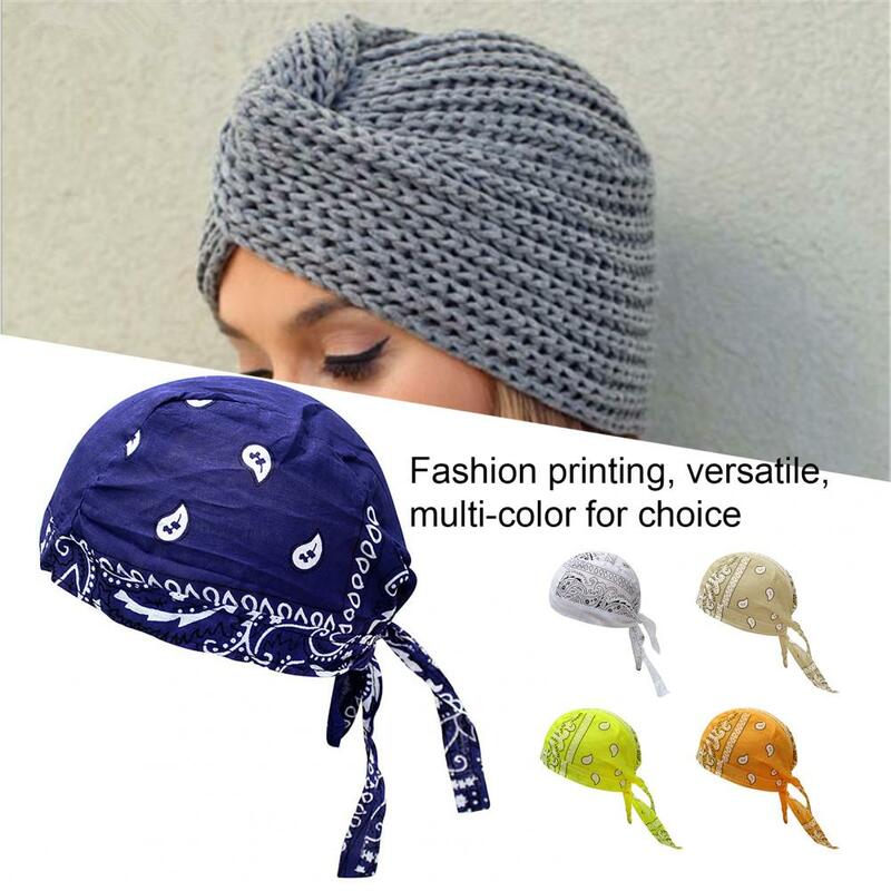 Bandana Multi-color Hip Hop Headwear Cotton Outdoor Beanie Hat Cashew Printing Pirate Headscarf Beanie Hat For Streetwear