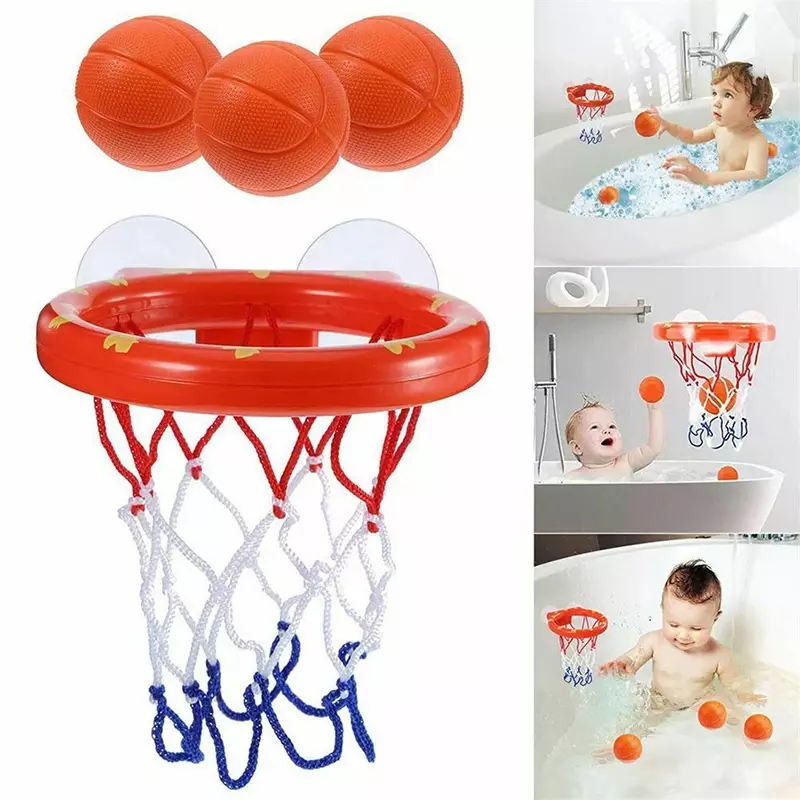 Juguete de baño para bebé, juguetes de agua para niño pequeño, bañera de baño, tiro, aro de baloncesto con 3 bolas, juego al aire libre para niños, ballena Linda