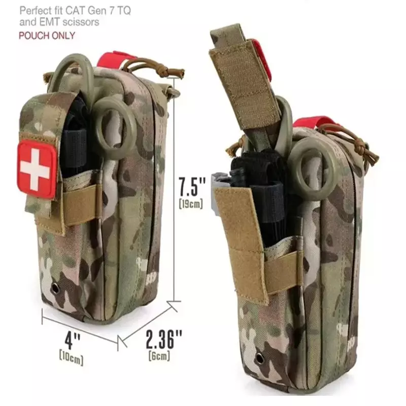 Kit de primeiros socorros para sobrevivência e caça, Medical EDC Pouch, Molle tático, Bolsa de ferramentas ao ar livre, Torniquete Tesoura, Pacote de cintura