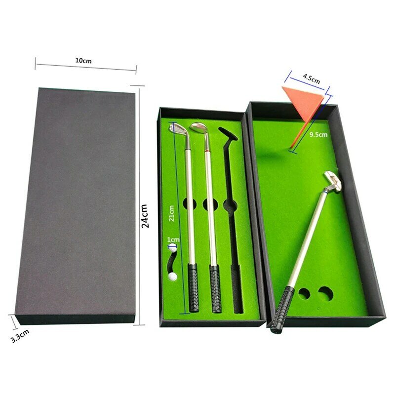 Golf Pen Set Mini Desktop Golf Ball Pen Gift Includes Golf Putter 3 Clubs Pen Balls Flag Desk Games Creative Writing Supplies