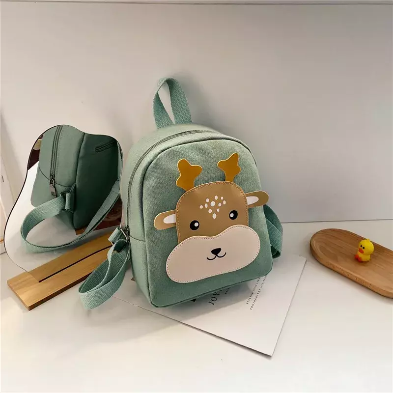 Mochila escolar de dibujos animados para niños y niñas, bolso de empalme de cervatillo, Animal lindo, oso de moda, alta capacidad