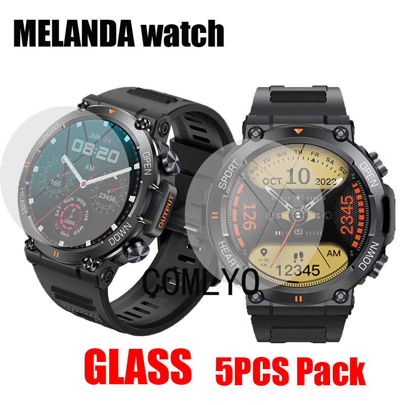 5 buah untuk MELANDA K56 K52 jam tangan pintar kaca temper 1.39 inci pelindung layar kaca 9H 2.5D Film