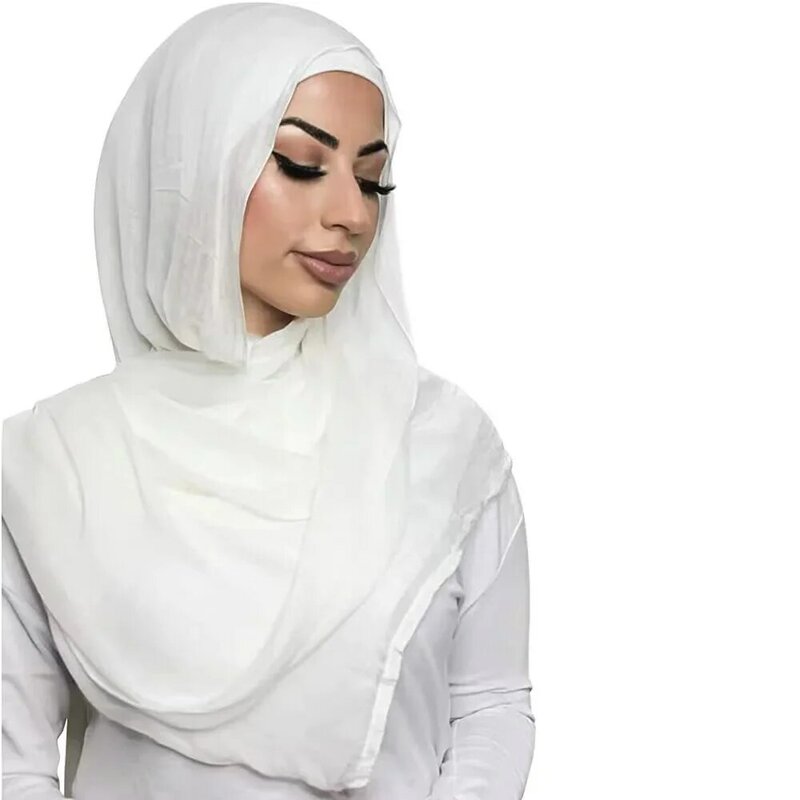Однотонный хиджаб в комплекте с подходящей цветной шапочкой, мягкий искусственный вискозный головной платок высокого качества, мусульманский набор x 85 см