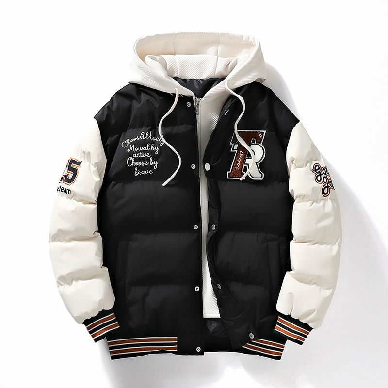 Abrigo acolchado de algodón falso para adolescentes, chaqueta cálida con capucha gruesa, ropa de abrigo informal de gran tamaño, moda de invierno, 2 piezas