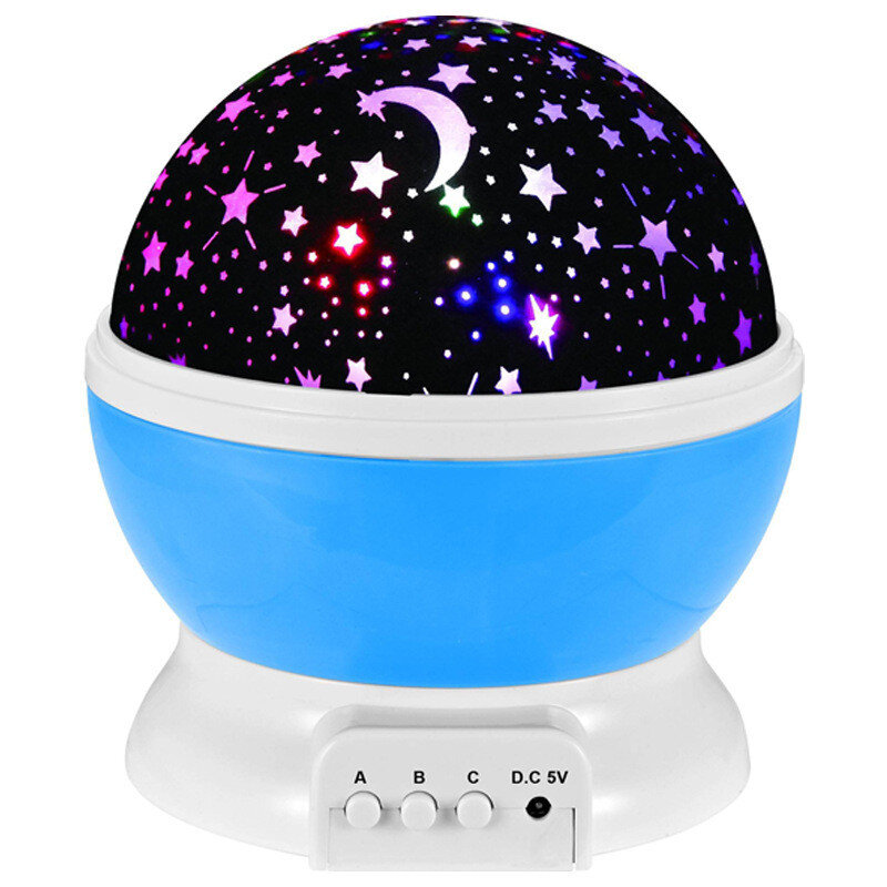 Proyector de noche giratorio romántico para niños, lámpara de proyección de luz nocturna con USB, Estrella estrellada, Luna, cielo, novedad