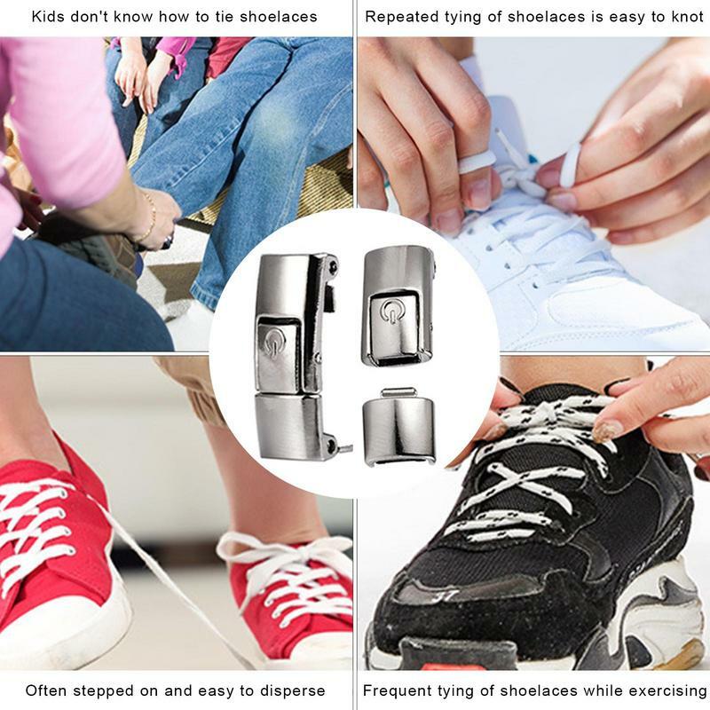 Tali sepatu elastis dengan tipe tekan gesper sepatu tanpa simpul tali sepatu Pilihan bagus untuk dewasa anak-anak sepatu kets orang tua