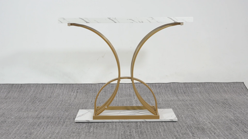 Современный Американский стол с золотой консолью, 39 дюймов, входной стол с белым искусственным мрамором для гостиной