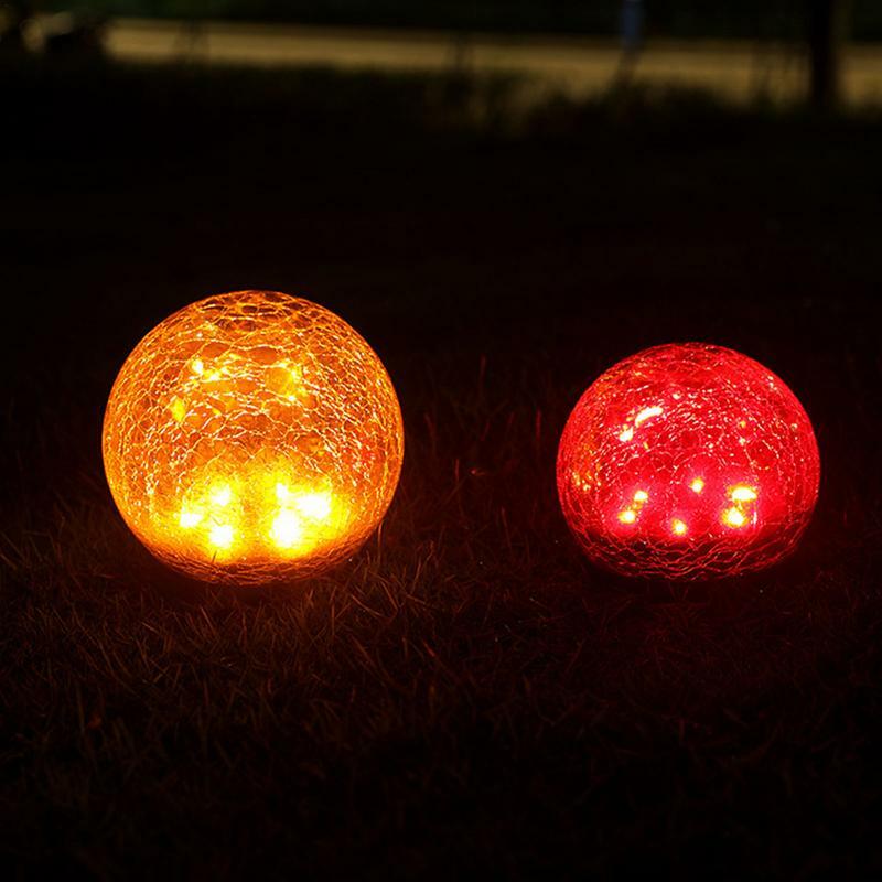 Lampe solaire à 20 LED en forme de globe, éclairage d'extérieur, boule de verre craquelé, étanche, pour jardin, pelouse