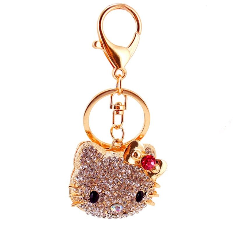 Gantungan kunci mobil Sanrio Hello Kitty, gantungan kunci mobil lucu mewah, gantungan kunci kreatif, liontin tas, hadiah untuk anak perempuan