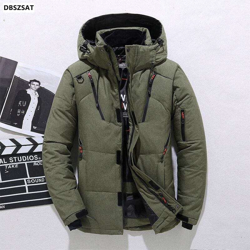 Men Down Jacket -20 Degree Winter Parkas Male White Duck Down Jacket Hooded Outdoor Thick Warm Padded Snow Coat Oversized M-4XL